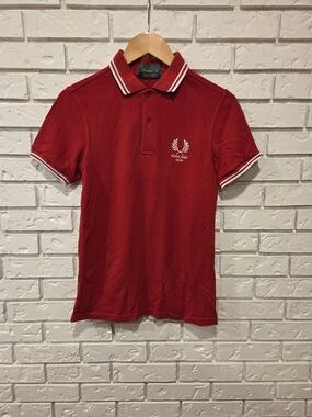 Fred Perry Red Polo with White Stripe Trim
